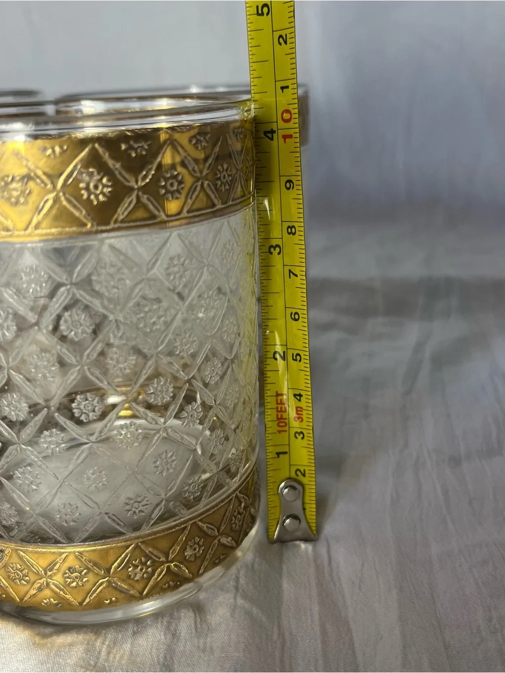 4 Vintage Culver Scintilla 22k Gold Lowball Tumblers MCM Hollywood Regency Rocks